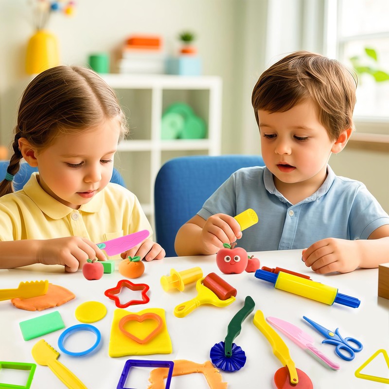 Dough Tool Kit,15 Pcs Basic Dough Play Tools Starter Set