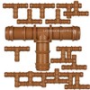 Suinga. 50 x T-Connectors for Drip Irrigation Brown 16 mm