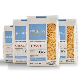 DeLallo Orzo Pasta, 1 Pound Bag, (4 Pack), Pastina Made in Italy, Rice-Shaped Pasta, Bronze Cut, Made with Only 100% Durum Wheat Semolina Flour, Non-GMO, Kosher, Vegan