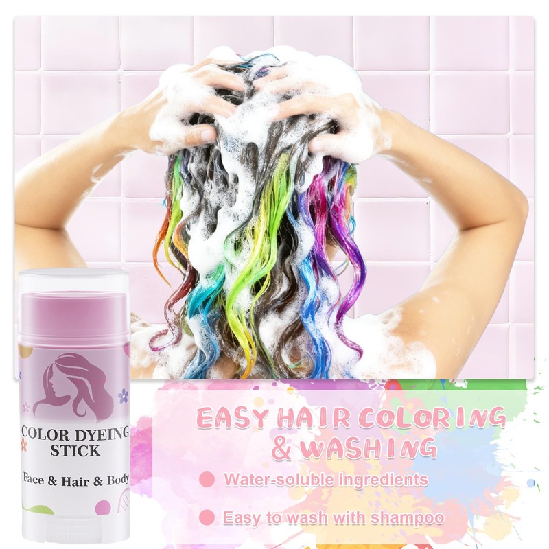 Purple Hair Dye Stick,Washable Hair Chalk for Women,Temporary Hair Color