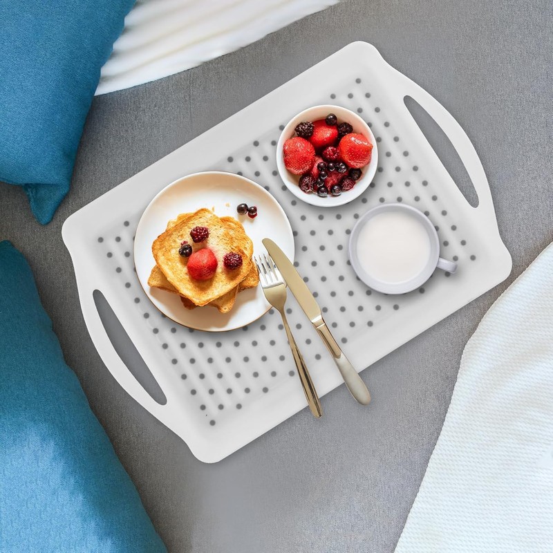 MDLUU Bandeja antideslizante para servir con asas, plato para servir