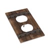 biondbong Rustic Farmhouse Brown Wood Barn Door Duplex Outlet Cover