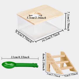 Pet Hamster Bathroom, Hamster Sand Bath with Ladder and Shovel, Hamster Sand Bath Container, Hamster Accessories, Transparent Acrylic Shower for Gold Hamsters, Dwarf Hamsters, Mice or Small Pets