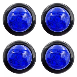 Unbranded 4X Blue 2 inch 7-LED Round Truck Trailer Side Marker Clearance Light w/ Grommet