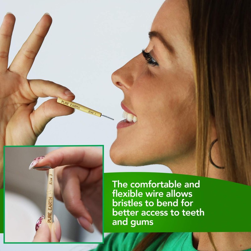 Pure Earth Essentials Bamboo Interdental Brushes - Biodegradable Interdental Brush