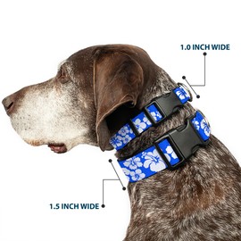 Buckle-Down 15-26" Hibiscus Blue/White Plastic Clip Collar, Large