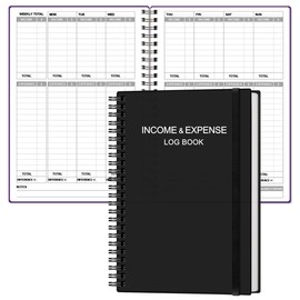 Heveboik Income & Expense Log Book - A5 Income and Expense Tracker for Small Business, Accounting Bookkeeping Tracking for Woman and Man, 5.8" x 8.3", Black