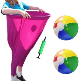 Granny Pants Game, Granny Pants Outdoor Game, Granny Pants Yard Game Set, Hilarious Party Game for Backyard Gatherings, Family Reunions and Team Activities(1 PCS Pant, 2 Balls, 1 Random Color Pump)