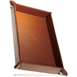 BLUE SINCERE KI1 Small Tray, Genuine Leather, Tabletop Tray, Rectangular, Folding Accessory, Remote Control, Perfect Size for Smartphones