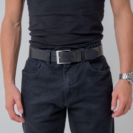 BELTINGER Jeans Belt Made of Full Cowhide Leather 4 cm | High-Quality Leather Belt for Men 40 mm | Men's Belt Made in Italy, black, silver