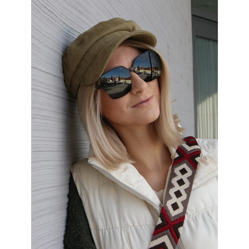 styleBREAKER 09020140 Women's Butterfly Sunglasses with Large Rectangular Polycarbonate Lenses
