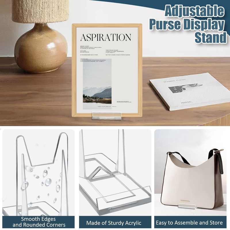 Bonsicoky 6 Pack Adjustable Clear Acrylic Book Display Stands