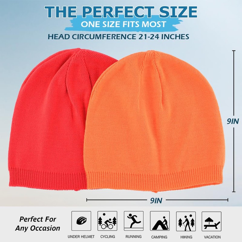 EINSKEY Knit Skull Cap for Men Women, 2-Pack All-Season Cuff