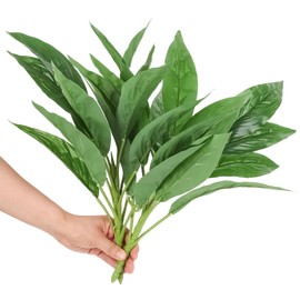 2Pcs Spathiphyllum Artificial Plants Realistic Fake Anthurium Peace Lily Greenery Leaves Bush for Home Indoor Oudoor Garden Planter Decoration