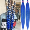 Blue Pre Stretched Braiding Hair with Tinsel 30 Inch Box