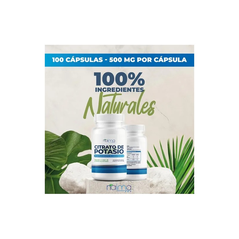 Citrato Potasio 500mg - 2 Frascos - 100 Cápsulas