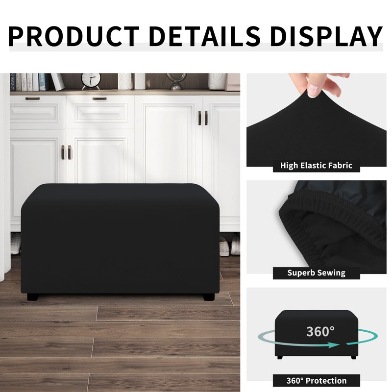 Easy-Going 100% Dual Waterproof Stretch Ottoman Cover 30x30x15inch Square Folding