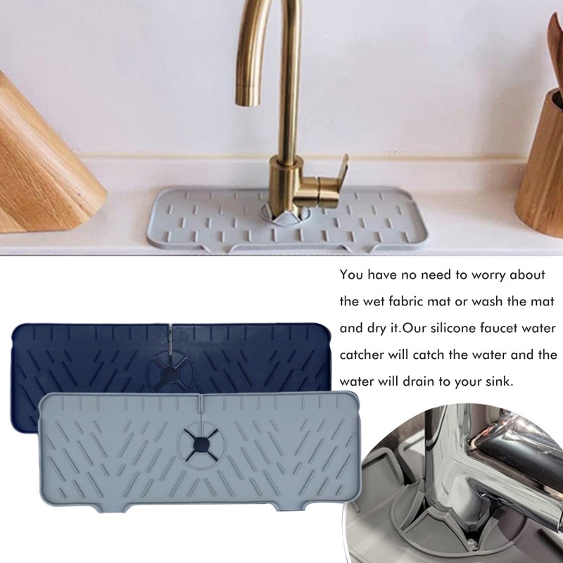 Kitchen Faucet Sink Splash Guard Silicone Faucet Water Catcher Mat