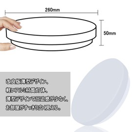 DINGLILED LED Ceiling Light, 20 W, 5700-6000K, Daylight Color, Thin, 4 Tatami, 6 Tatami, Round, Small, Lightweight, High Brightness, High Color Rendering, Long Life, Energy Saving, Easy Installation, No Construction Required, PSE Certified, Washroom, Toi