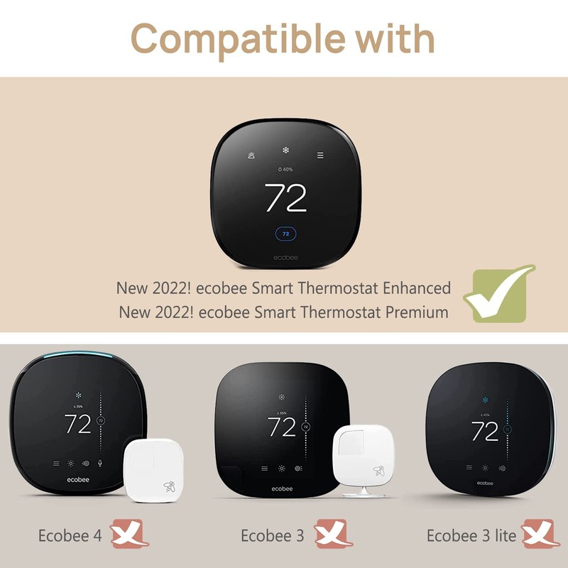 CaseBot Matte Black Wall Plate for 2022 Ecobee Smart Thermostat
