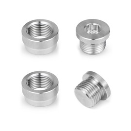 O2 Oxygen Sensor Bung and Plug 304 Stainless Steel M18-1.5,Oxygen Sensor Bung Stepped Style with Plug, Suppied by Hohnnyreet (2, Silver, M18 X 1.5) | HOHNNYREET