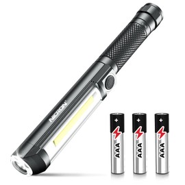 NICRON Worklight Flashlight Pocket COB Magnetic Base Work Light, 500 Lumens Inspection Pen Light 5 Modes LED Flood Beam WL15 Handheld Led Flashlight 3*AAA for Car Repair, Household and Outdoor Use