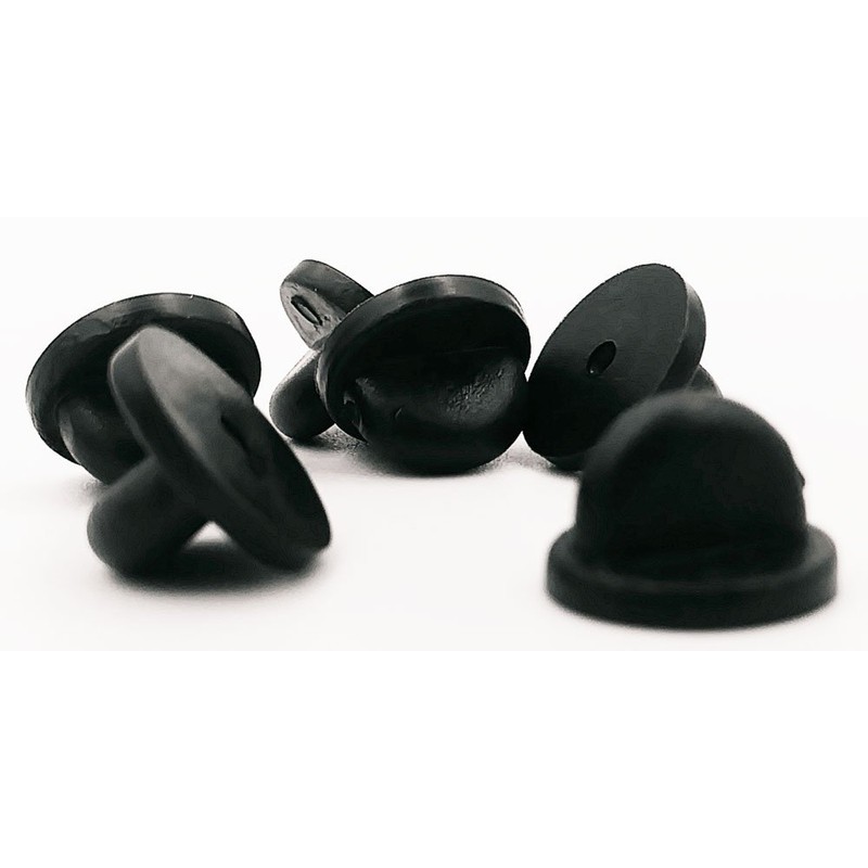 Black PVC Rubber Pin Backs Pack of 100