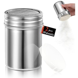 Cocoa Shaker, Pack of 2 Icing Sugar Shaker for Cappuccino, Stainless Steel Shaker Cover, Dust Sugar Shaker, Flour Shaker, Salt Shaker for Coffee, Sugar, Salt, Flour, Cocoa Shaker for Cappuccino