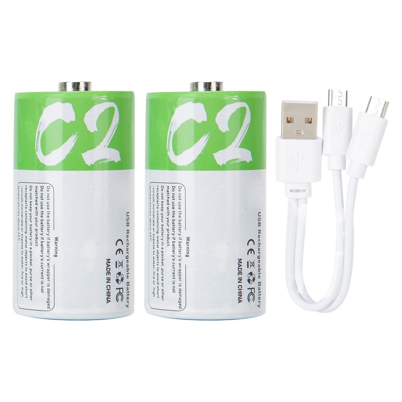 2Pcs C Rechargeable Batteries USB Port 5000wmh 1.5V High Capacity