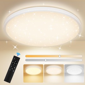 TOPPLEE LED Ceiling Light Dimmable 3000 K - 6500 K with Remote Control, Round Starry Sky Lamp for Kitchen, Children's Room, Bedroom, Living Room, 30 cm