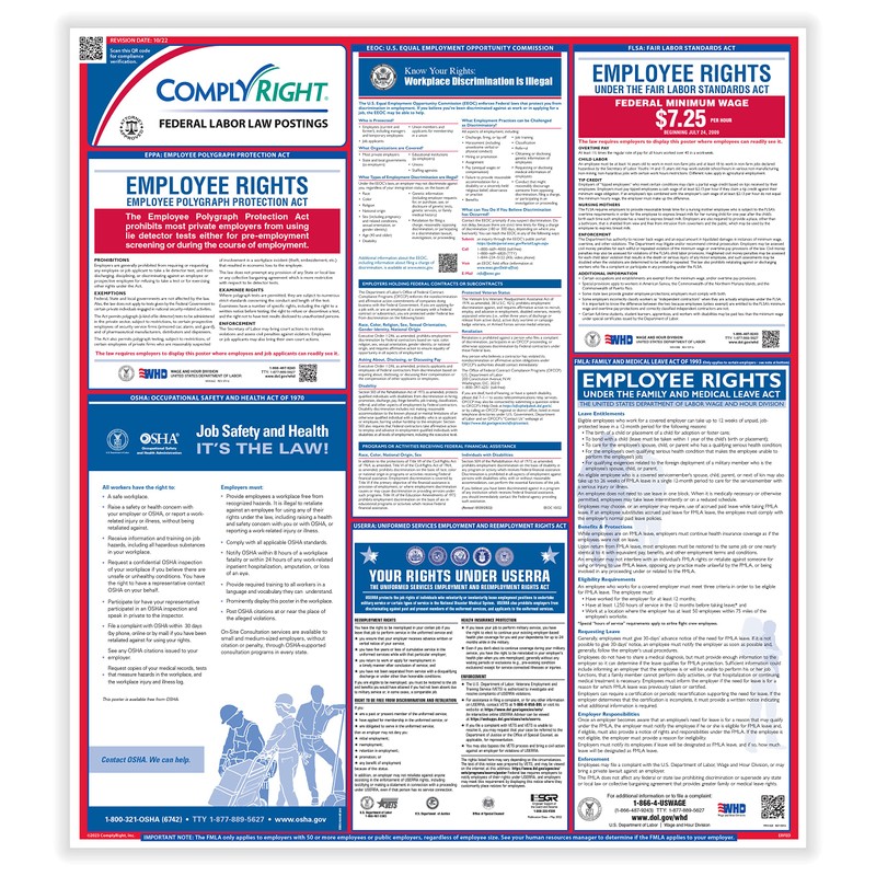 ComplyRight Federal Labor Law Poster Poster Set | Bilingual |