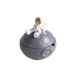 umely Astronaut Interior Accessory Box, Stylish, Gold, Resin, Character, Tabletop, Lid Included, Seal, Present, Large Capacity (Gold)