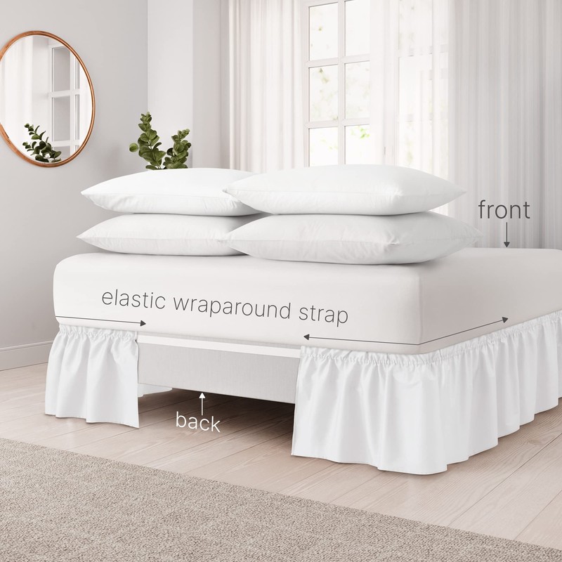 Ruffled Bed Skirt Queen Size with 12 in Drop &