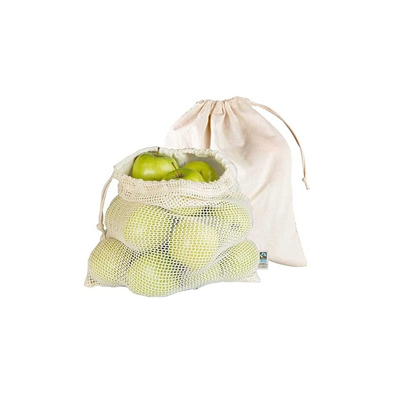 Organic Cotton Fruit and Vegetable Bags - Pack of 2,
