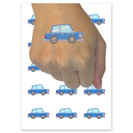 Cartoon Car Sedan Side View Temporary Tattoo Water Resistant Fake Body Art Set Collection - 54 1" Tattoos (1 Sheet)