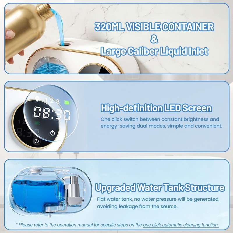 Automatic Soap Dispenser, 320ML Touchless Smart Hand Soap Dispenser, 3