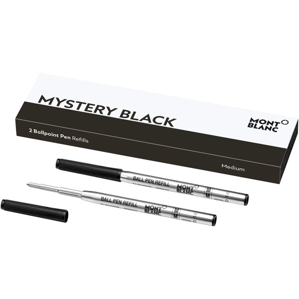 Montblanc Ballpoint Pen Refills (M) Mystery Black 116190 – Refill Ink with a Medium Tip for Montblanc Biros – 2 x Black Ballpen Refills