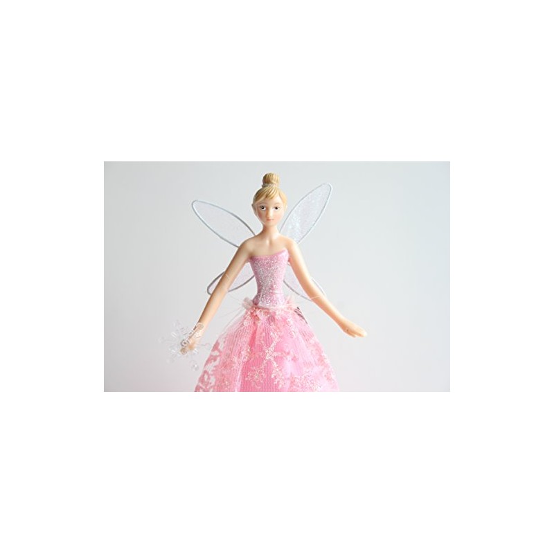 Gisela Graham 23cm Resin Fabric Snowflake Angel Tree Topper