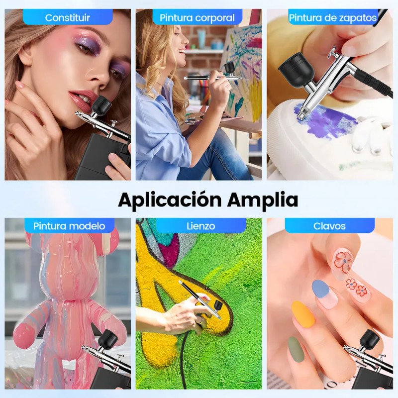 Kit Aerógrafo Doble Acción Multiuso Con Compresor Aire