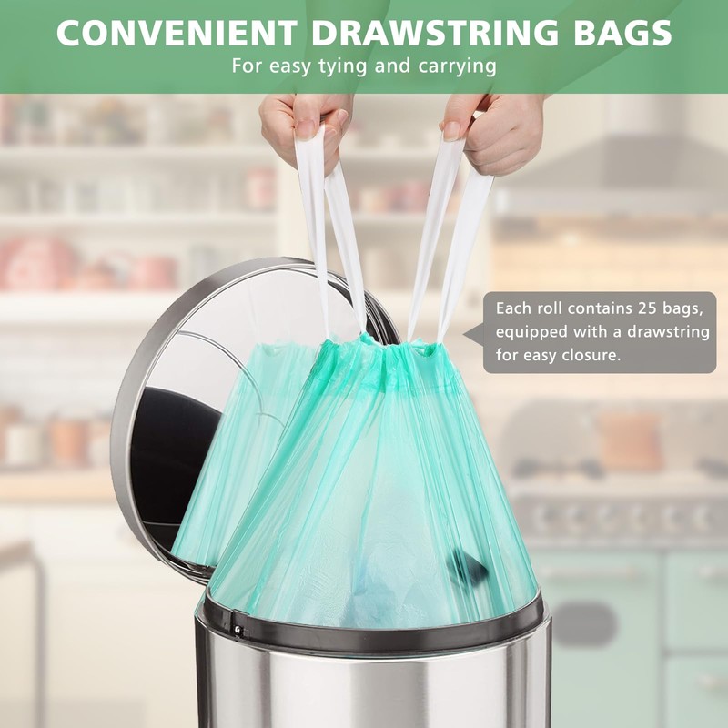 AYOTEE Compostable Trash Bags 8 Gallon Trash Bags Drawstring Unscented,