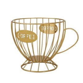 Agirlvct Extra Large Capacity Coffee Pod Holder,Coffee Bar Counter Organizer, Coffee Filter Holder,Capsule Basket,Coffee Bar Accessories for K-cup Kitchen Dinning Room Office Home Cafe Hotel(Gold)