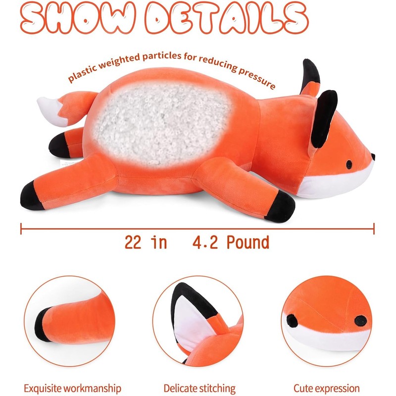Weighted Anxiety Comfort Animal – 22 in Fox Calming Plush