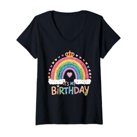Womens Its My Birthday Girls Cute Happy Birthday Shirts For Women V-Neck T-Shirt