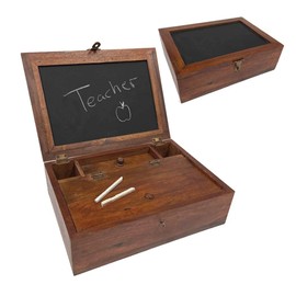Schooner Bay Co. 11-1/2" x 8-1/4" Wooden Chest with Chalk Board Lid- Antique Vintage Style