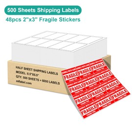 MFLABEL 2x4 Labels, 10-UP Shipping Address Labels, 5000 Labels,500 Sheets Labels for Printer, Internet Mailing Shipping Labels, Label Stickers, 2" x 4" FBA Labels for Laser/Inkjet Printer