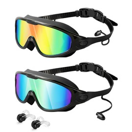 Lorrtta Wide Vision Swimming Goggles 2 Pack Wide View Anti Fog & UV Protection Goggles Swimming Adult Swimming Goggles Adult Men Swim Goggles