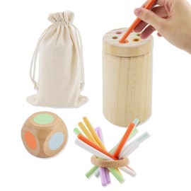 Lflwacy Wooden Montessori Sticks Toys for Kids, Color Matching Fine Motor Toys for Toddlers 1-3, Natural Wood Educational Sorting Toy, Sensory Toys Travel Game Christmas for Boys Girls