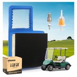 10L0L Golf Cart Tune Up Kit for Yamaha G16 G19 G20 G21 G22 G29 Drive Gas Vehicles 1996-up with 301cc/357cc Engine, Air Filter JN6-E4450-01 JN6-E445E-00, Fuel Filter, Spark Plug