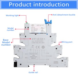 shengbowi 10Pcs Relay Electromagnetic Power Relay Miniature 24V Coil DC/AC Signal PLC HF41F/24-ZS 1NO 1NC 6Amp SPDT Jumper Separator Din Rail Power DC 5 Pin 6A LED Indicator Socket Base DIN