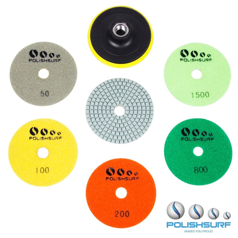 Diamond Polishing Pads 4 Inch Wet Dry Set 7 Pieces